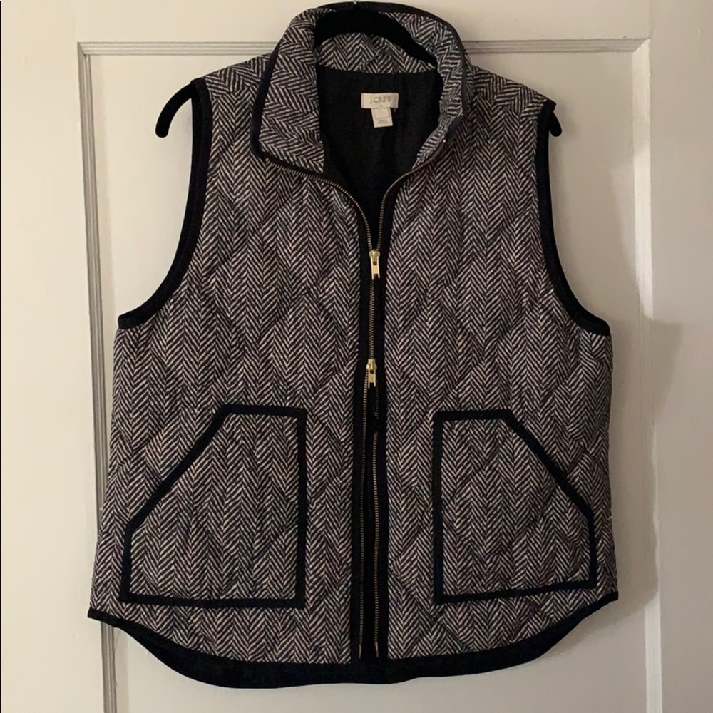 J. Crew Herringbone Puffer Vest Sz L